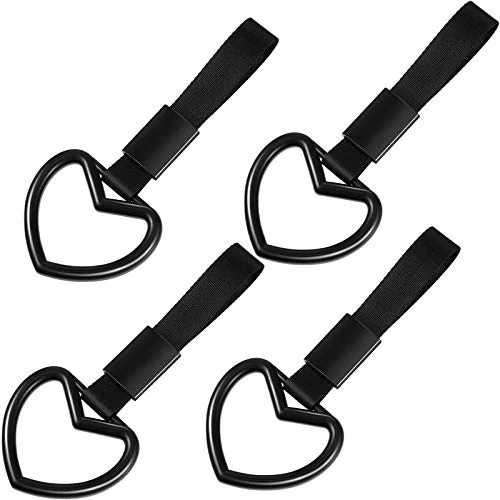 Lot de 4 sangles-anneaux de poignée en forme de cœur, noir, photo du produit