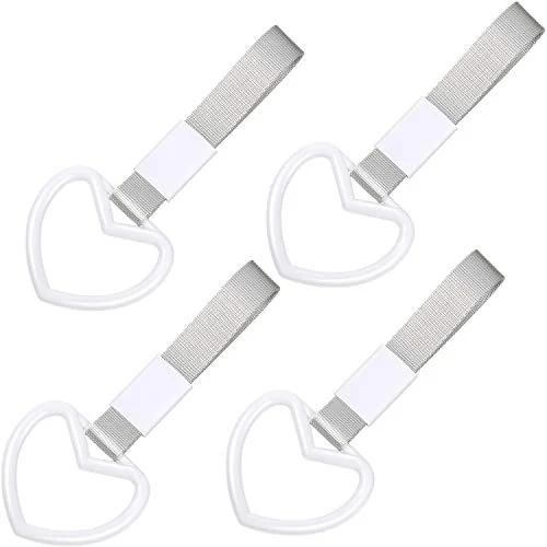 Lot de 4 sangles-anneaux de poignée en forme de cœur, blanc, photo du produit