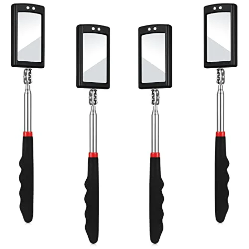 Lot de 4 miroirs d'inspection télescopiques à LED, noir, photo du produit
