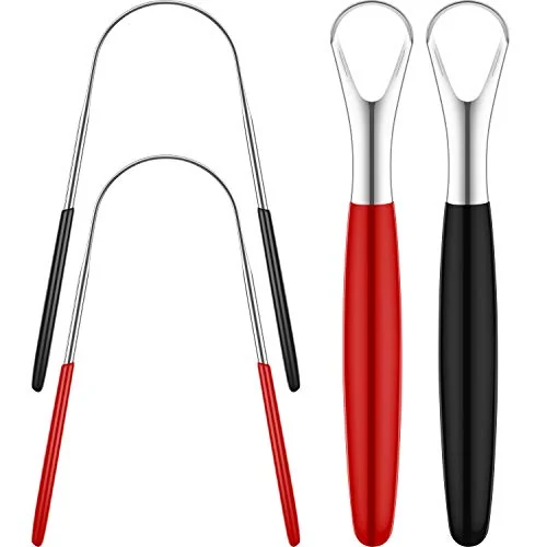 Lot de 4 gratte-langues, noir, rouge, photo du produit