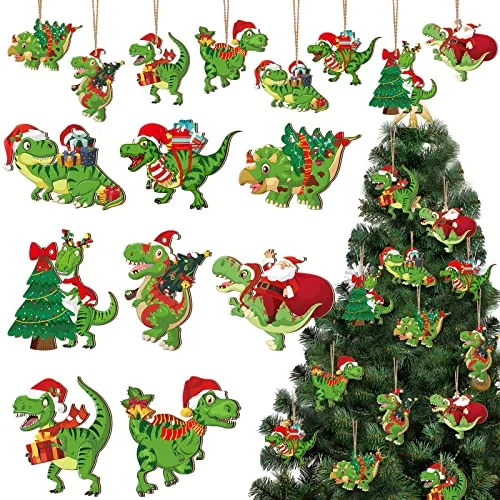 Lot de 40 décorations dinosaures pour sapin de Noël, rouge, photo du produit