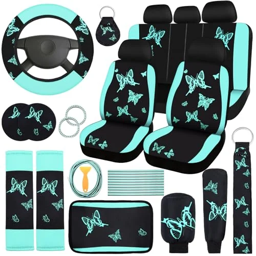 Ensemble 43 pièces de housses de siège auto SUV, vert menthe, noir, photo du produit