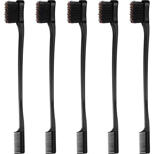 Lot de 5 brosses à baby hair double face, noir, photo du produit