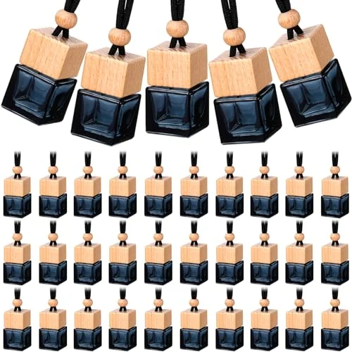 Lot de 50 flacons diffuseurs de parfum auto à suspendre, noir, photo du produit