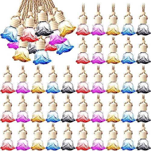 Lot de 50 flacons diffuseurs de parfum auto à suspendre, multicolore, rose, photo du produit