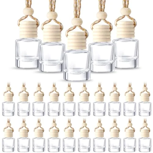 Lot de 50 flacons diffuseurs de parfum auto à suspendre avec cordon, transparent, photo du produit