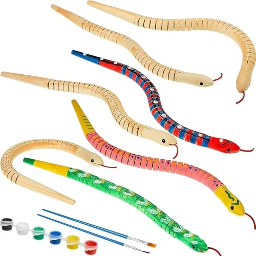 Lot de 50 serpents articulés en bois brut, multicolore, photo du produit