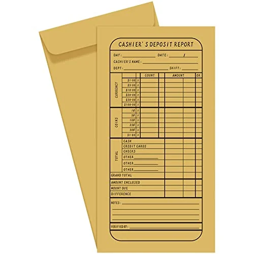 Lot de 500 enveloppes de dépôt de caisse 22, marron, photo du produit