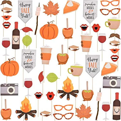 Kit de 52 accessoires photobooth Happy Fall Y'all, multicolore, photo du produit