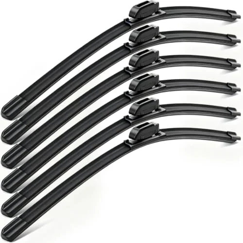 Lot de 6 balais d'essuie-glace 2-en-1 56 cm, noir, photo du produit