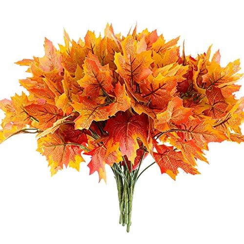 Lot de 6 branches de feuilles d'érable artificielles, multicolore, photo du produit