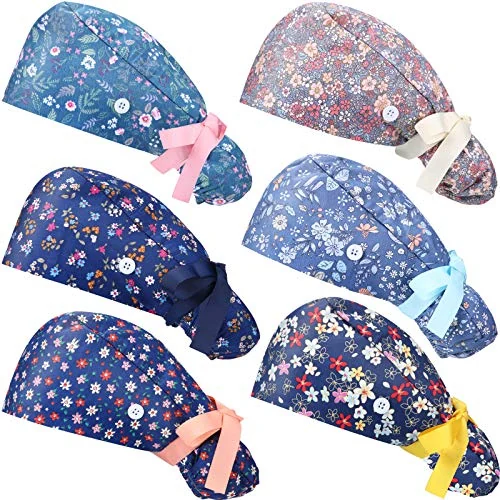 Lot de 6 calots chirurgicaux à boutons, multicolore, photo du produit