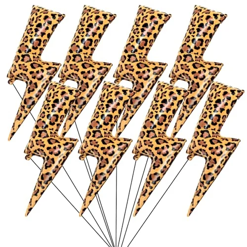 Lot de 8 ballons aluminium éclair imprimé guépard, imprimé léopard, photo du produit