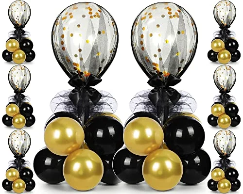 8 kits de centre de table à ballons, noir, doré, photo du produit