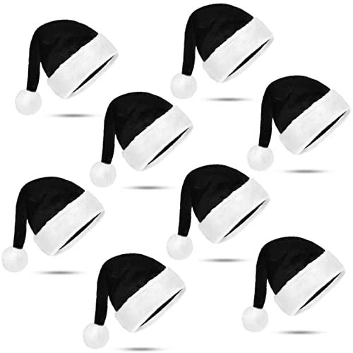 Bonnets de père Noël en peluche noir et blanc, noir, blanc, photo du produit