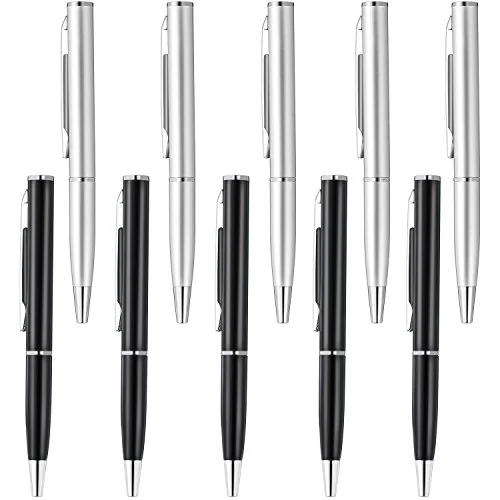 Lot de 10 mini-stylos à bille de poche dorés, noir, photo du produit