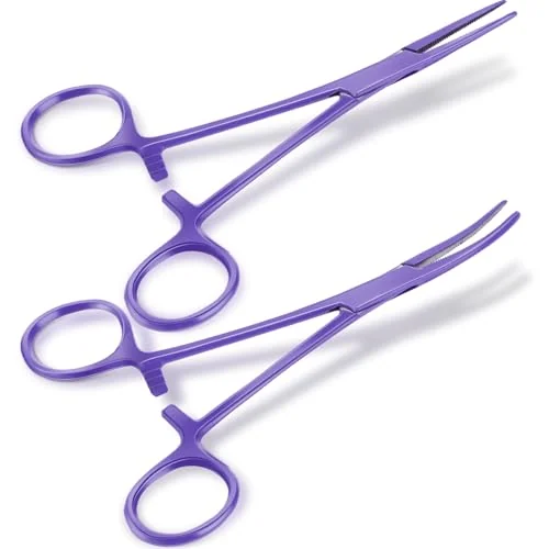 Pinces hémostatiques courbe et droite, lilas, photo du produit