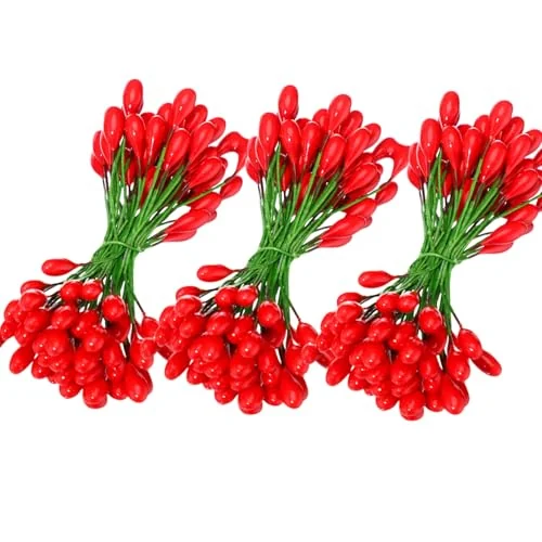 Lot de 400 baies de houx artificielles rouges, rouge, photo du produit