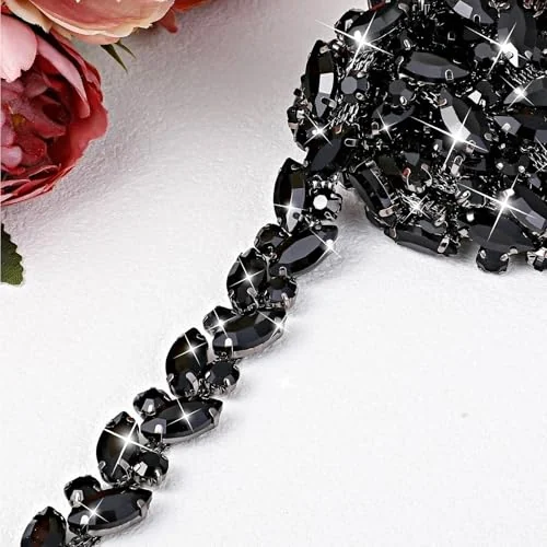 Galon de chaîne strass, noir, photo du produit