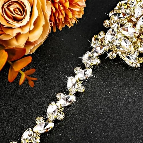 Galon de chaîne strass, argenté doré, photo du produit