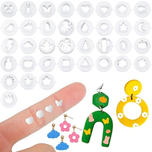 Jeu de 36 emporte-pièces en pâte polymère pour boucles d'oreilles, style mignon, photo du produit