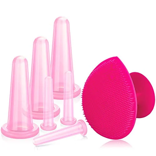 Jeu de ventouses faciales en silicone, rose, photo du produit