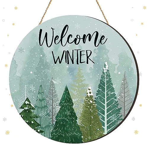 Panneau de porte Welcome d'hiver, vert, photo du produit